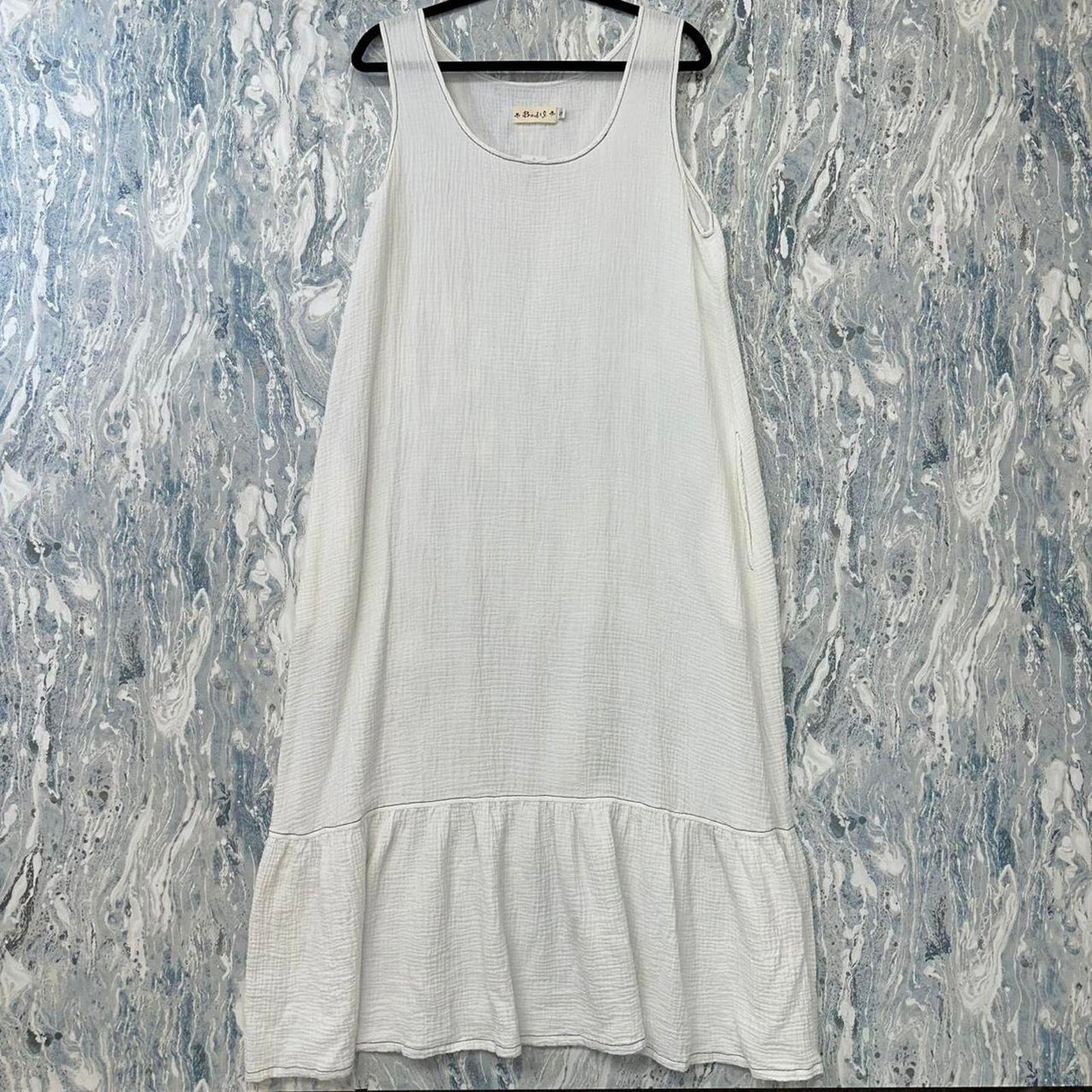 Bodil Minimalist White Sleeveless Maxi Dress (S)