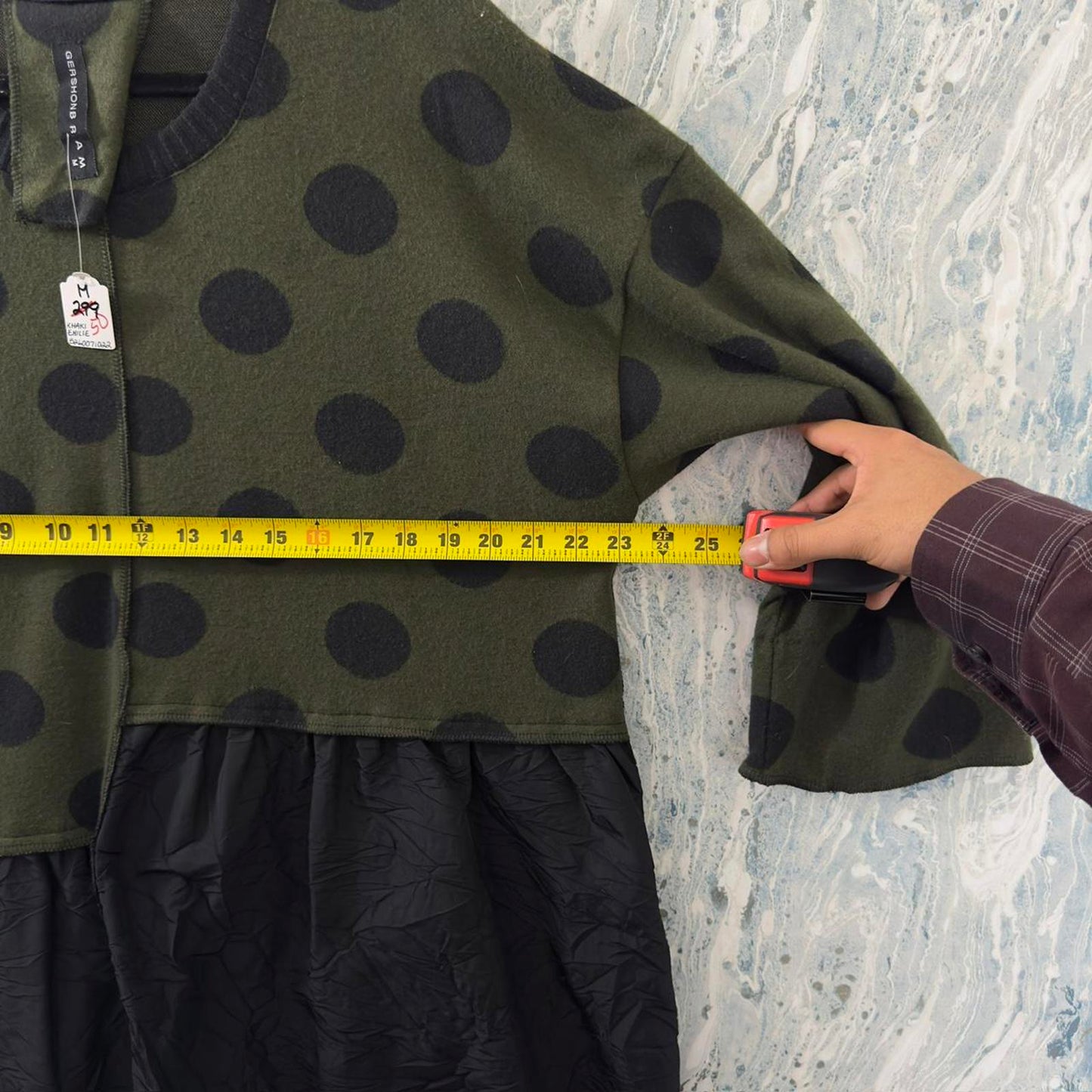 Designer Whimsygoth Dark Green & Black Polka Dot Smock Dress (M)