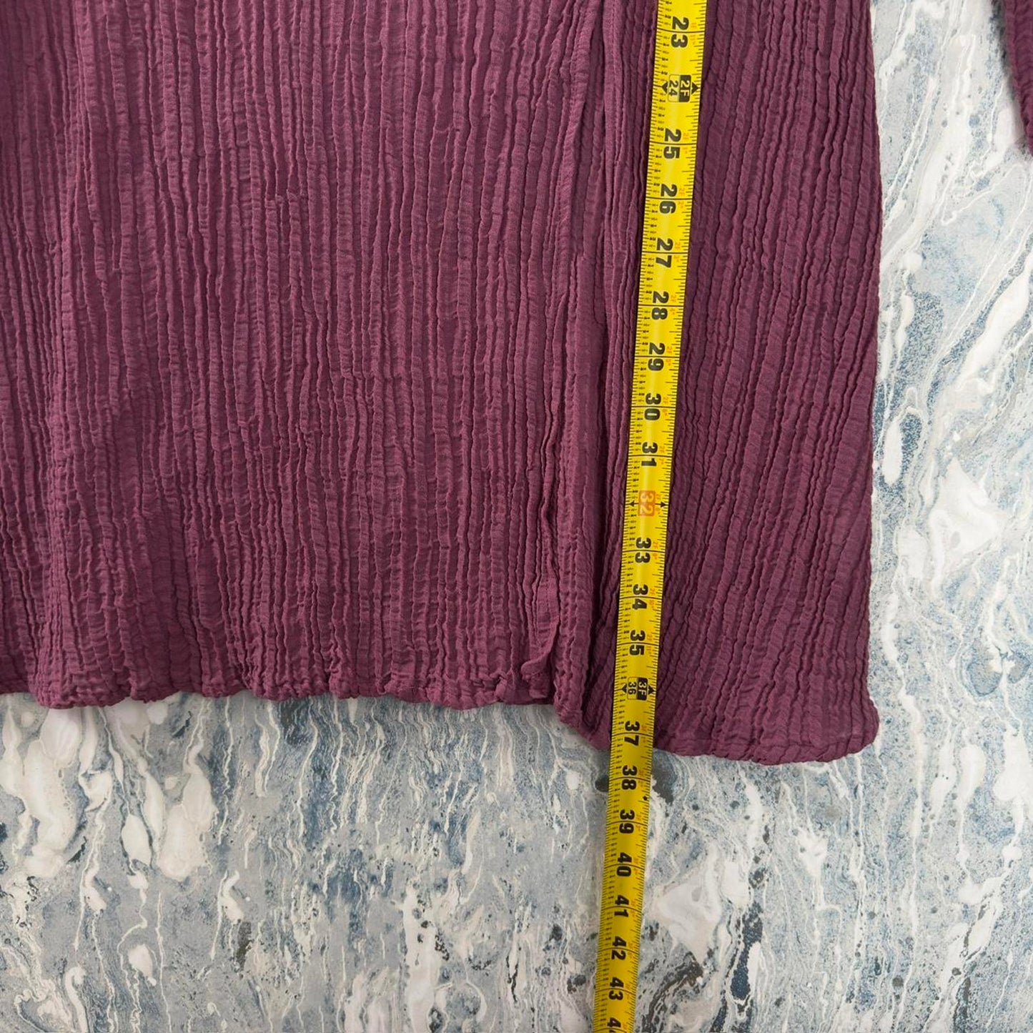 Boho Purple Crinkle Long Sleeve Midi Dress (M)