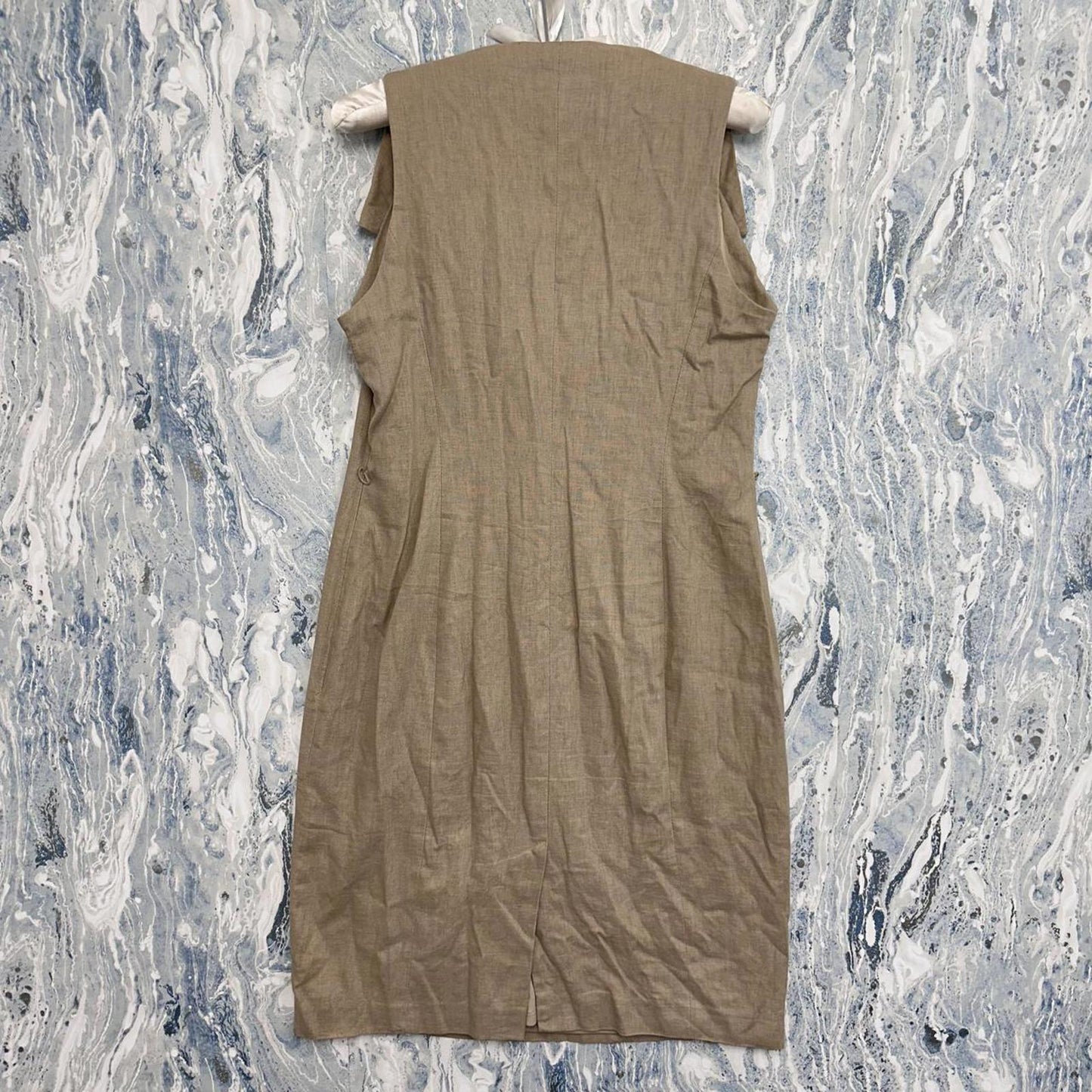 Kasper Preppy Tan Ruffled Sleeveless Dress (8)