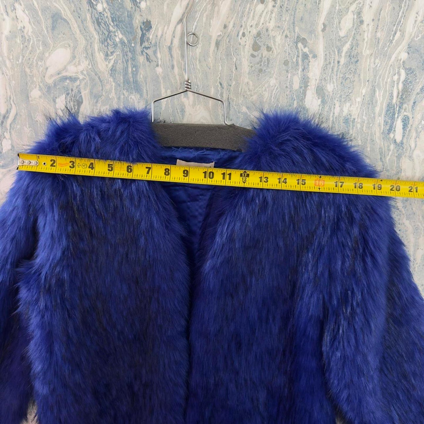 Club London Faux Fur Blue Women's Outerwear Jacket (US 6)