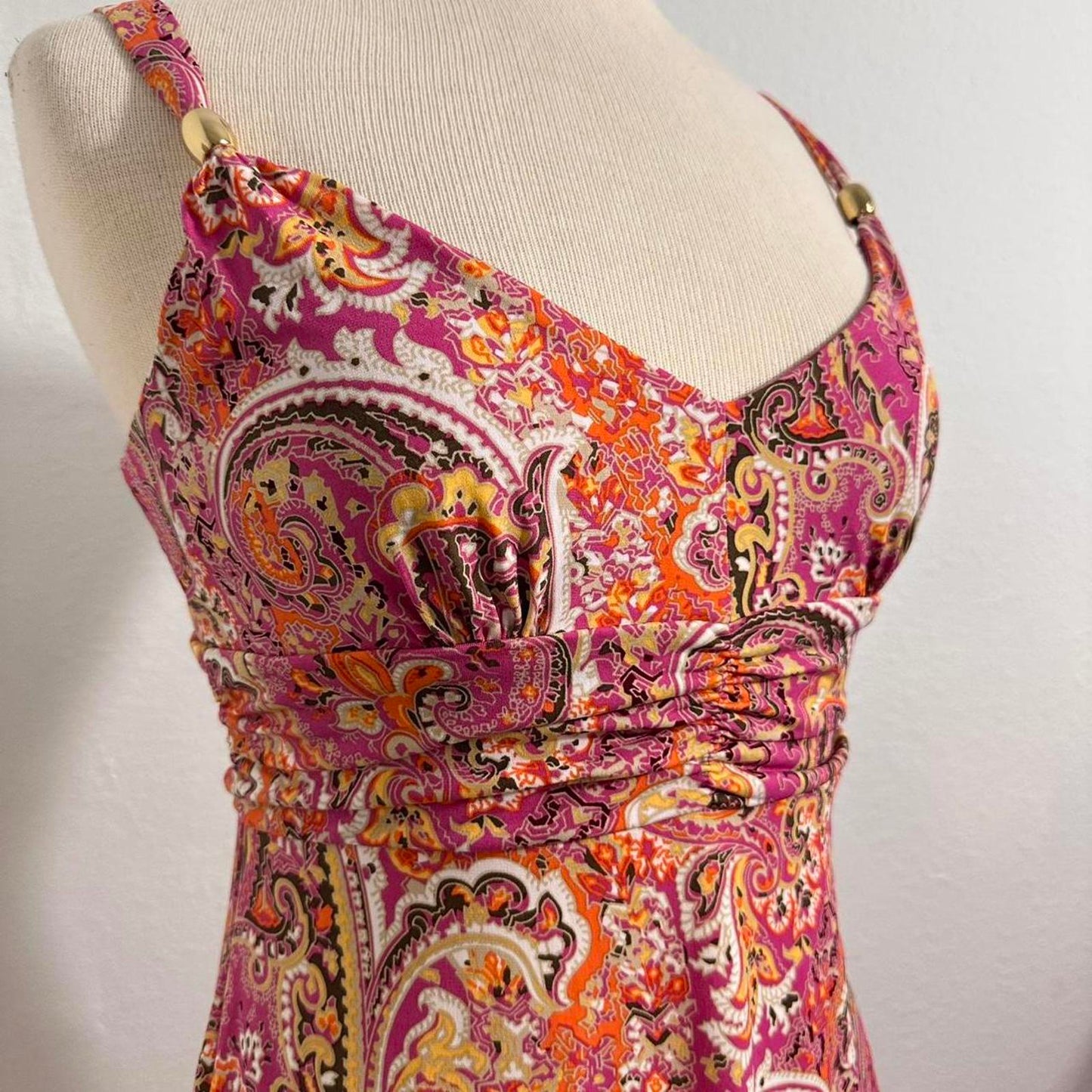 Y2K Fairy Paisley Pink & Orange Mini Dress (4)