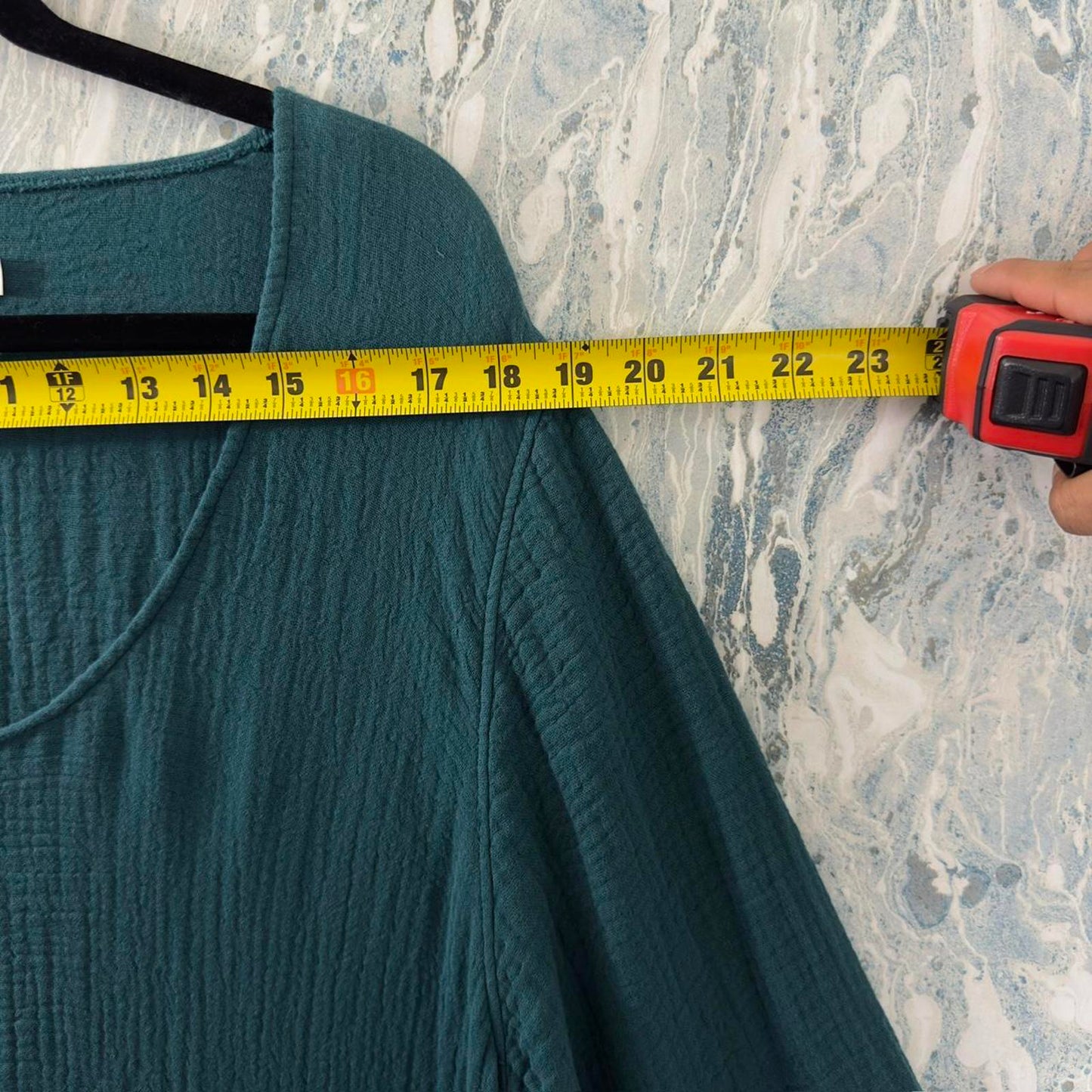 Boho Teal Textured Tunic Dress (M)