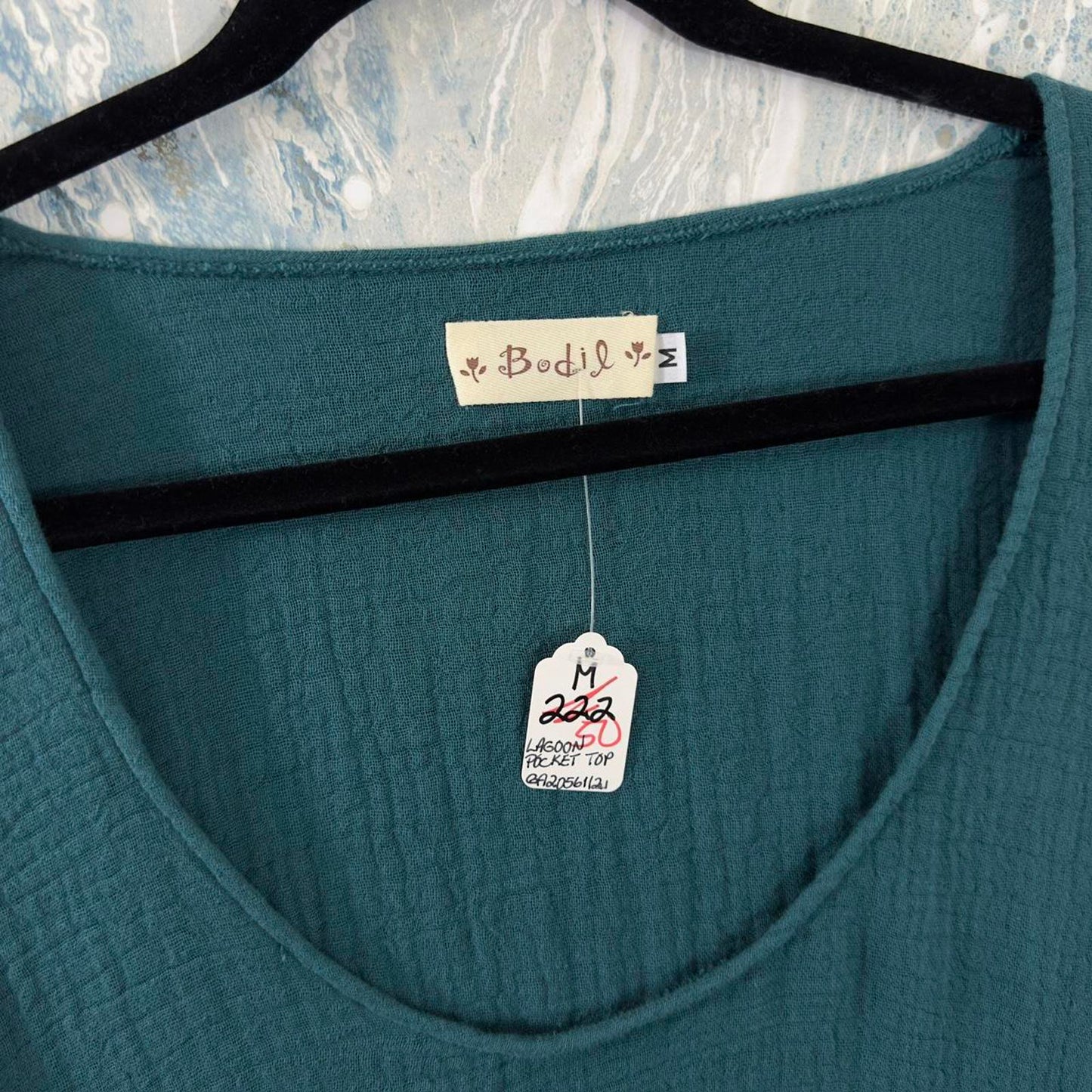 Boho Teal Textured Tunic Dress (M)