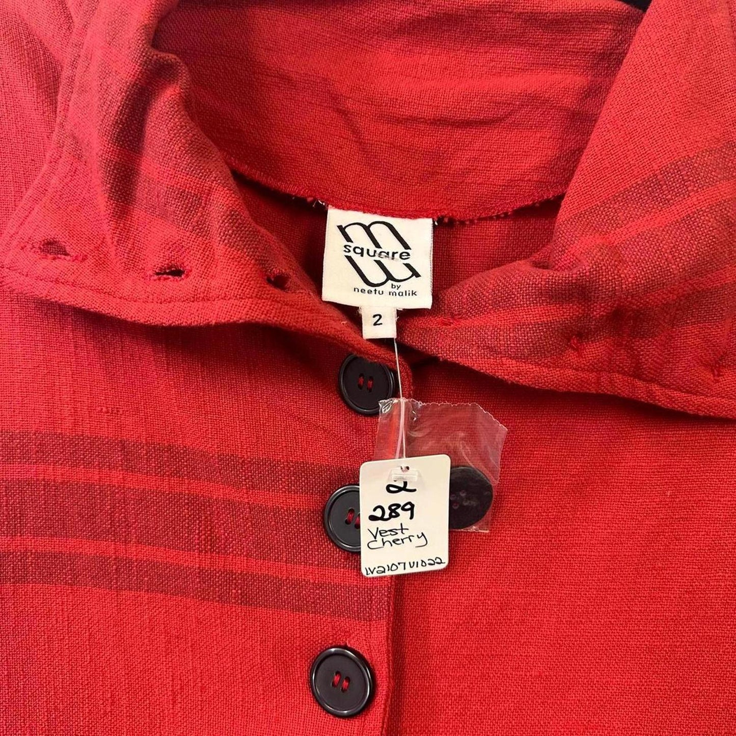 m square neetu malik Red Button-Front Sleeveless Vest (2) BNWT