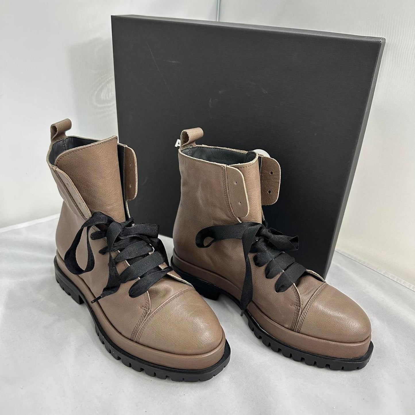 Tan Leather Lace-Up Combat Boots (7)