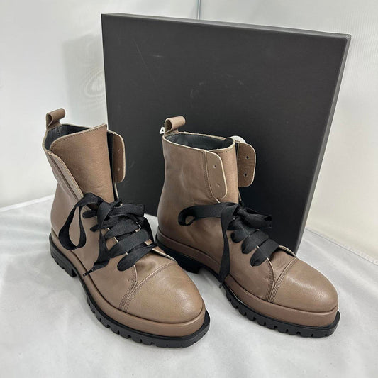 Tan Leather Lace-Up Combat Boots (7)