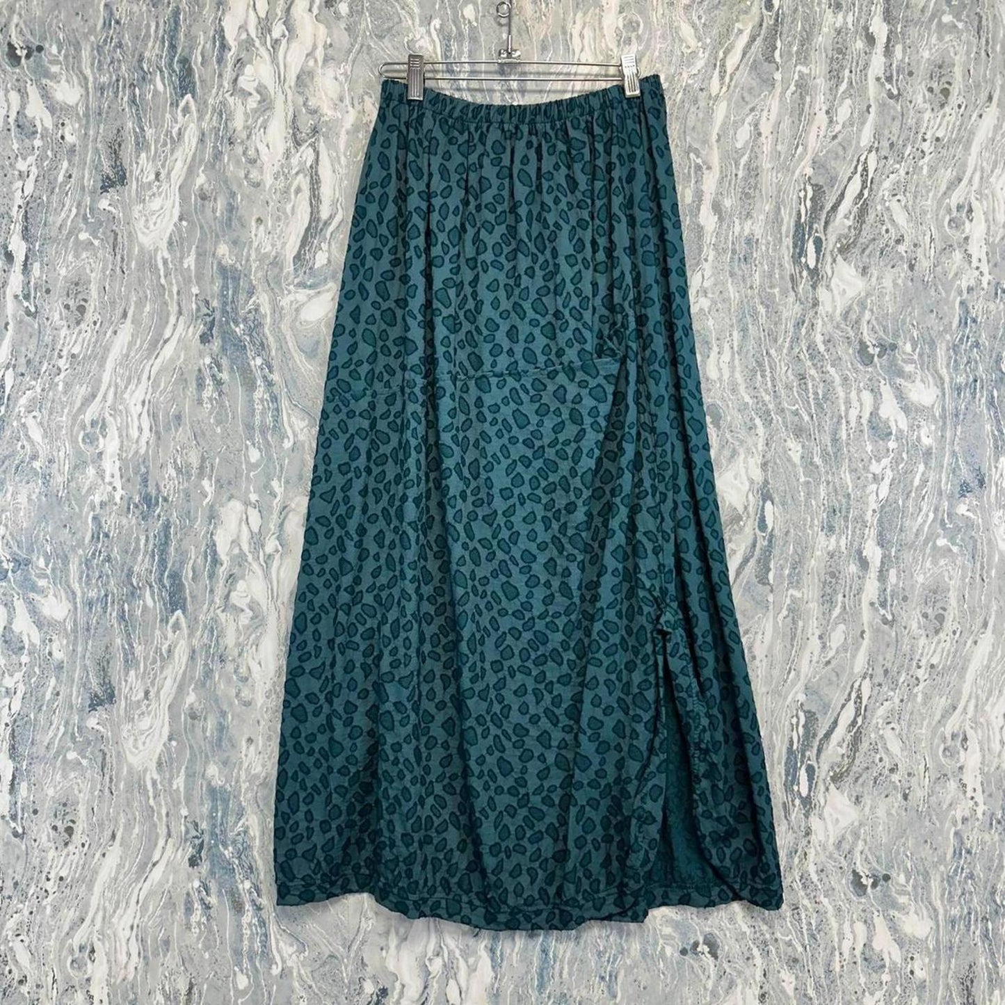 Blue Leopard Print Maxi Skirt (M)