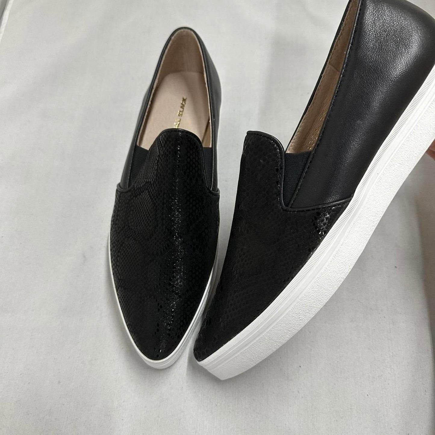 Sleek Black Textured Slip-On Sneakers (39)