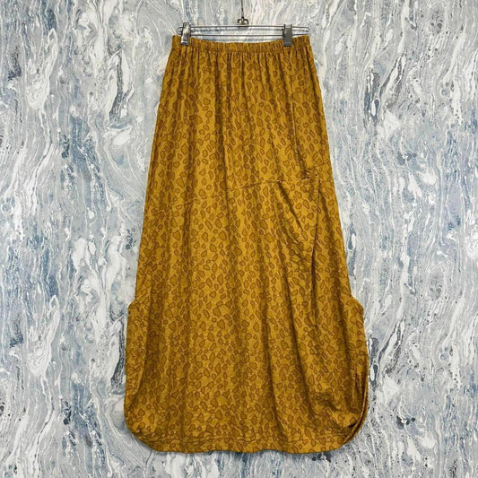 Mustard Leopard Print Midi Skirt (S)