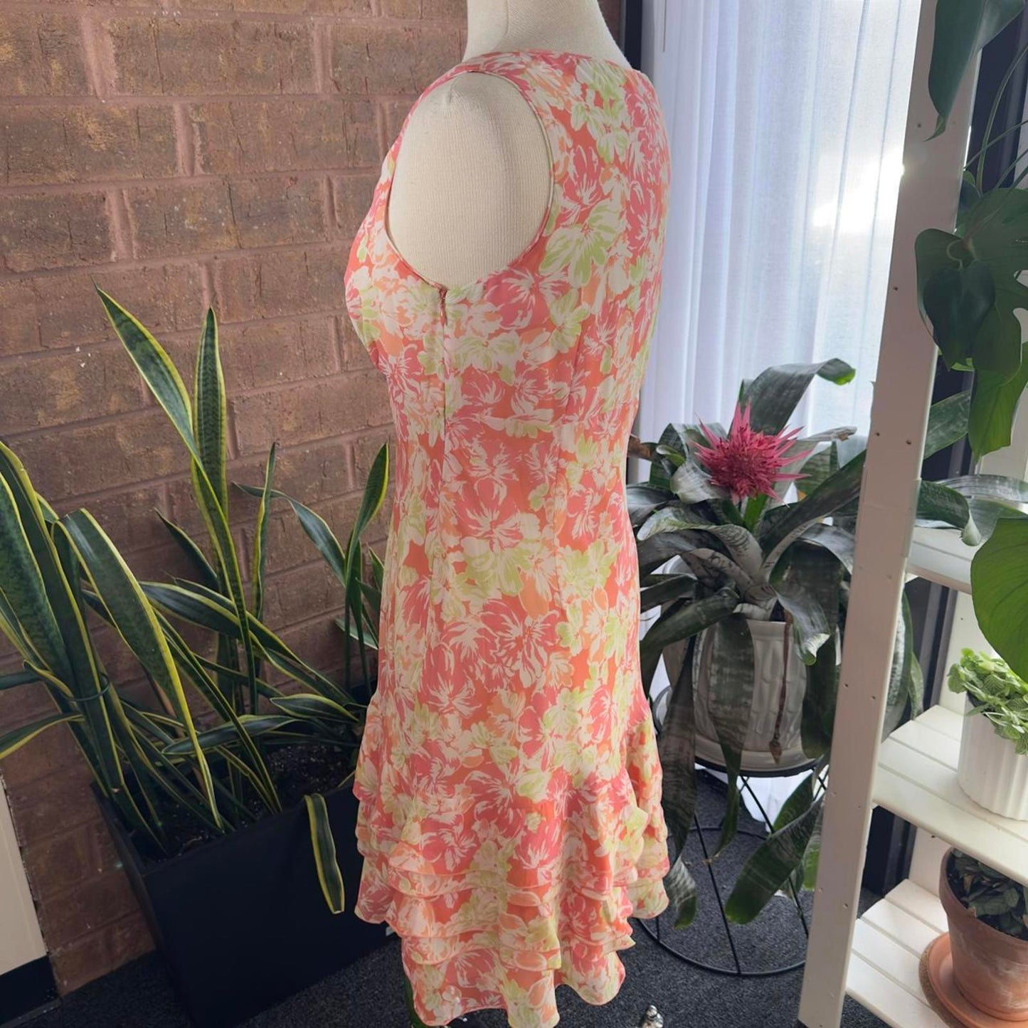 Vintage y2k pink floral midi dress (8)