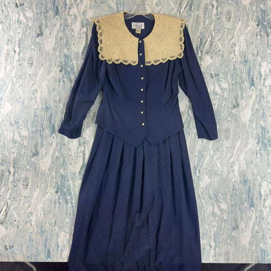 vintage milkmaid navy blue embroidered maxidress (12)