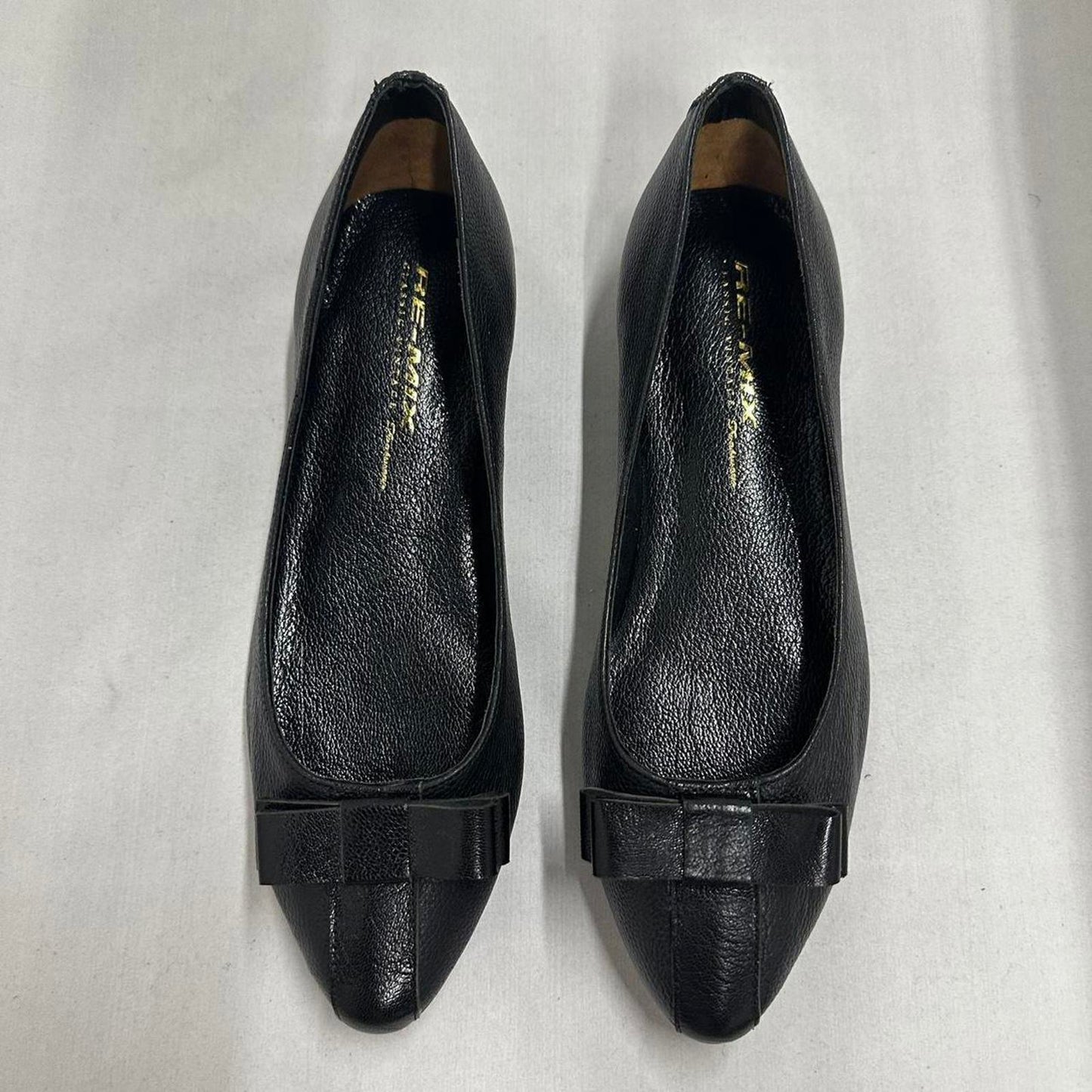 Designer Black Leather Bow Ballet Flats (7)