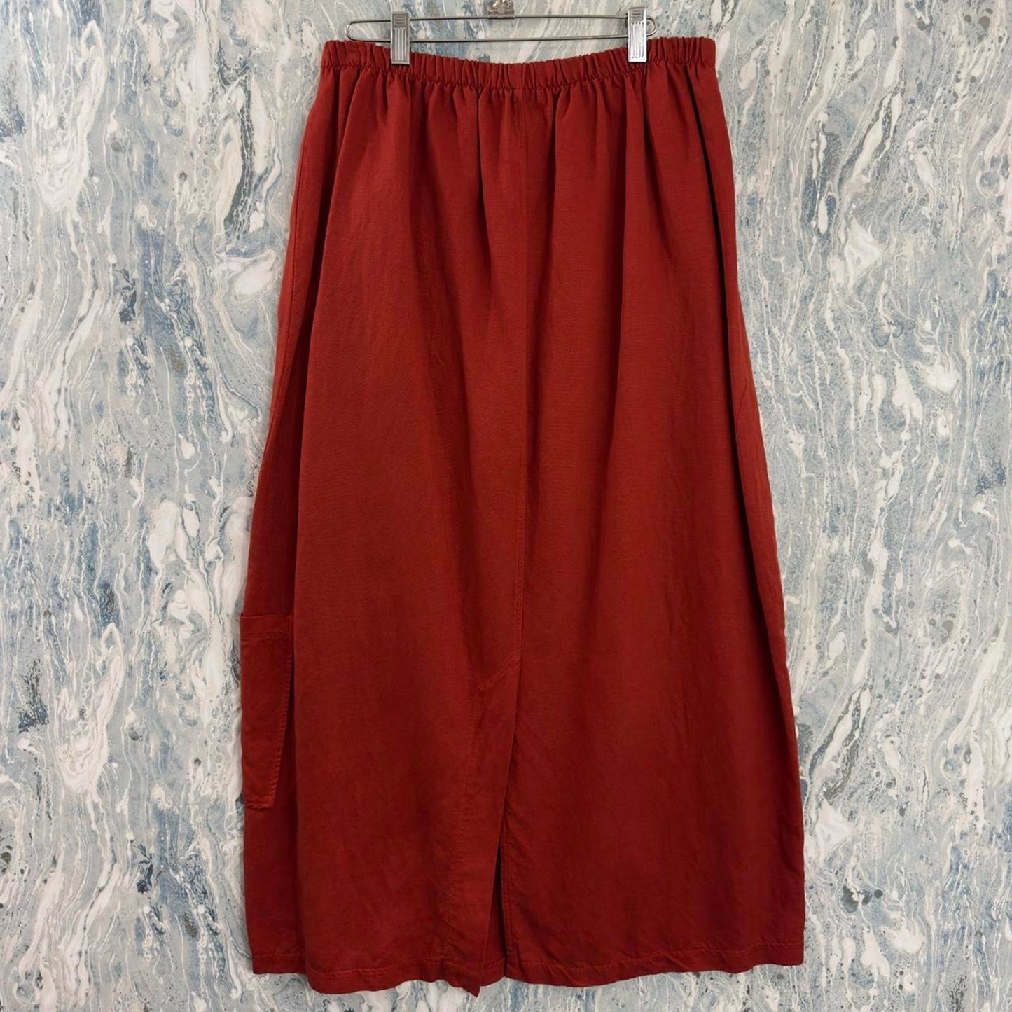 Designer Bodil Rust Red Pocket Maxi Skirt (XL)