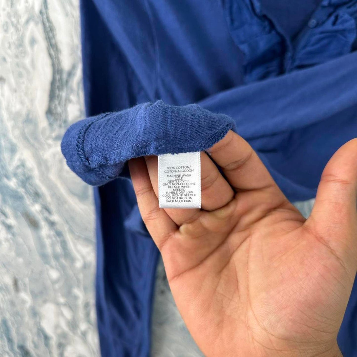 Y2K Ann Taylor LOFT Ruffle Trim Blue Long Sleeve Cotton Top (XS)