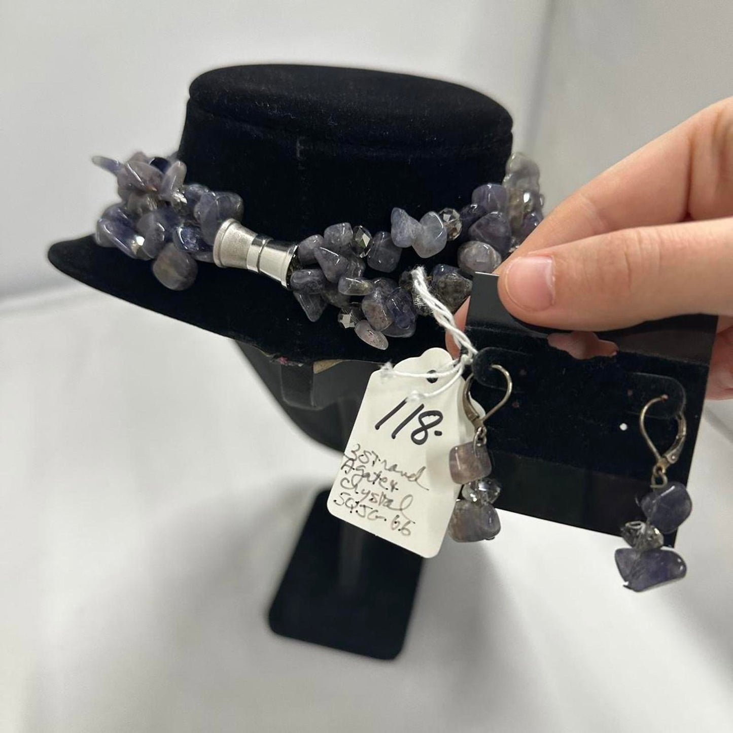 Boho Vintage Purple Crystal Multi- Strand Beaded Necklace