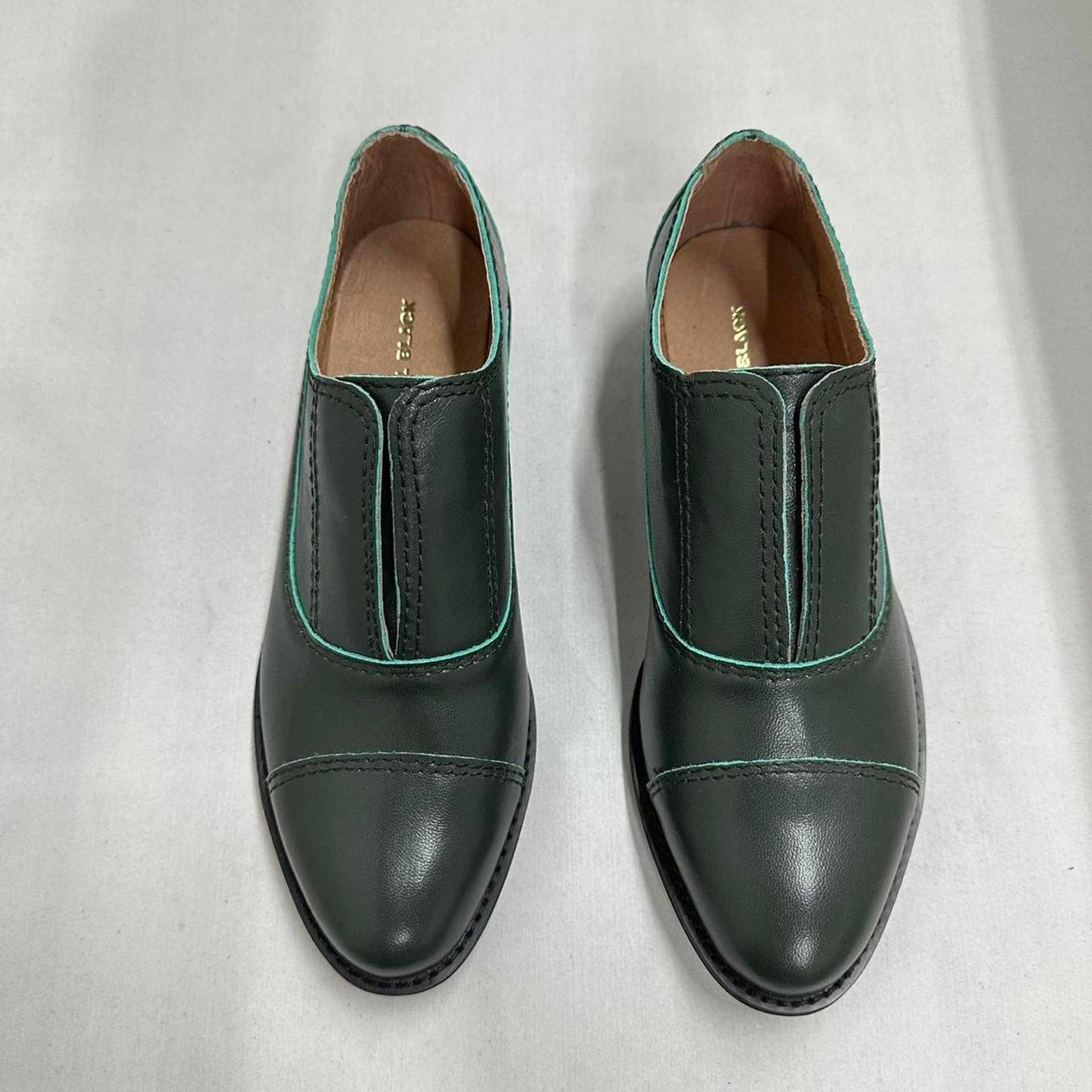 Vintage Green Leather Oxfords (37)