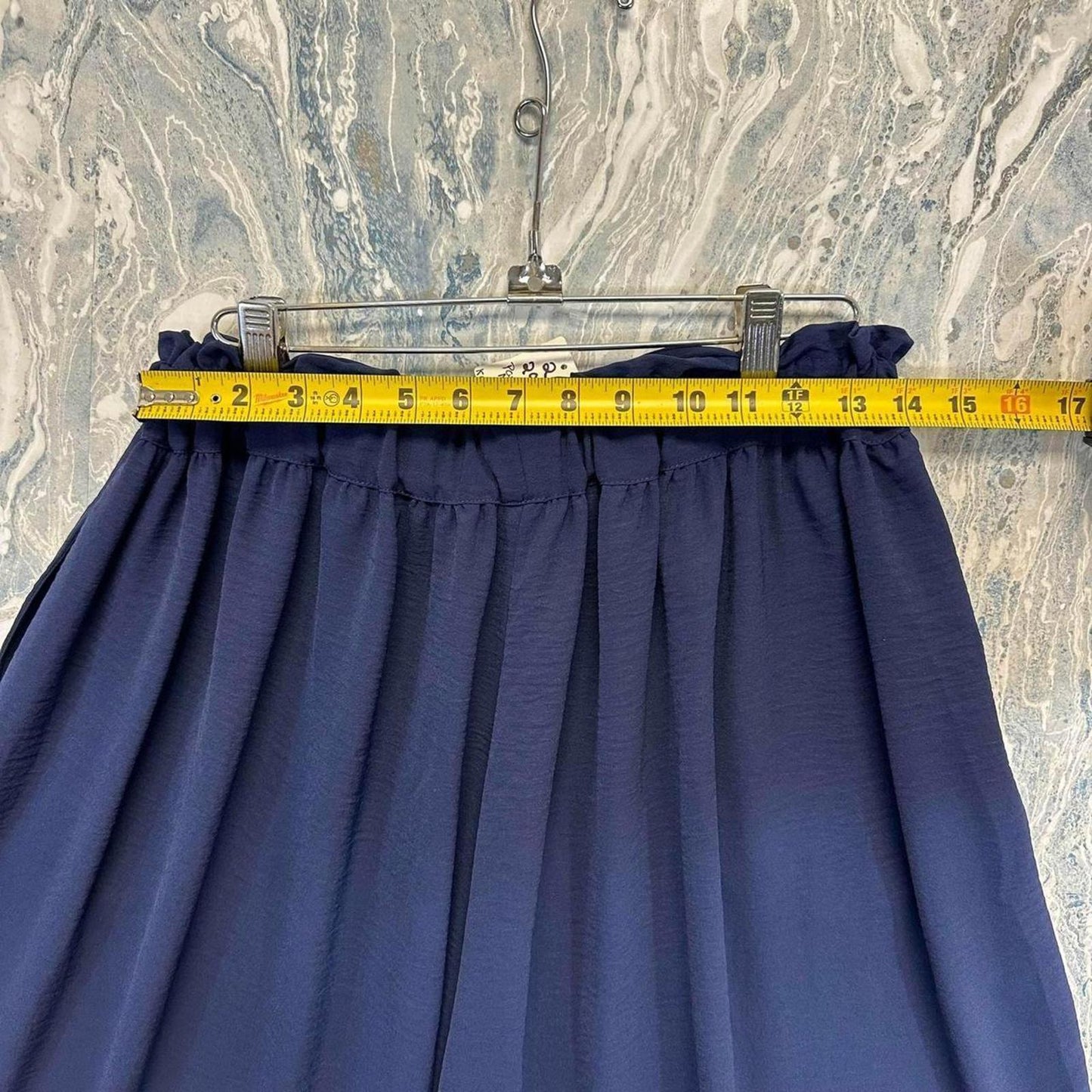 Designer Boho Navy Blue Wide Leg Elastic Waist Women's Pants (2)