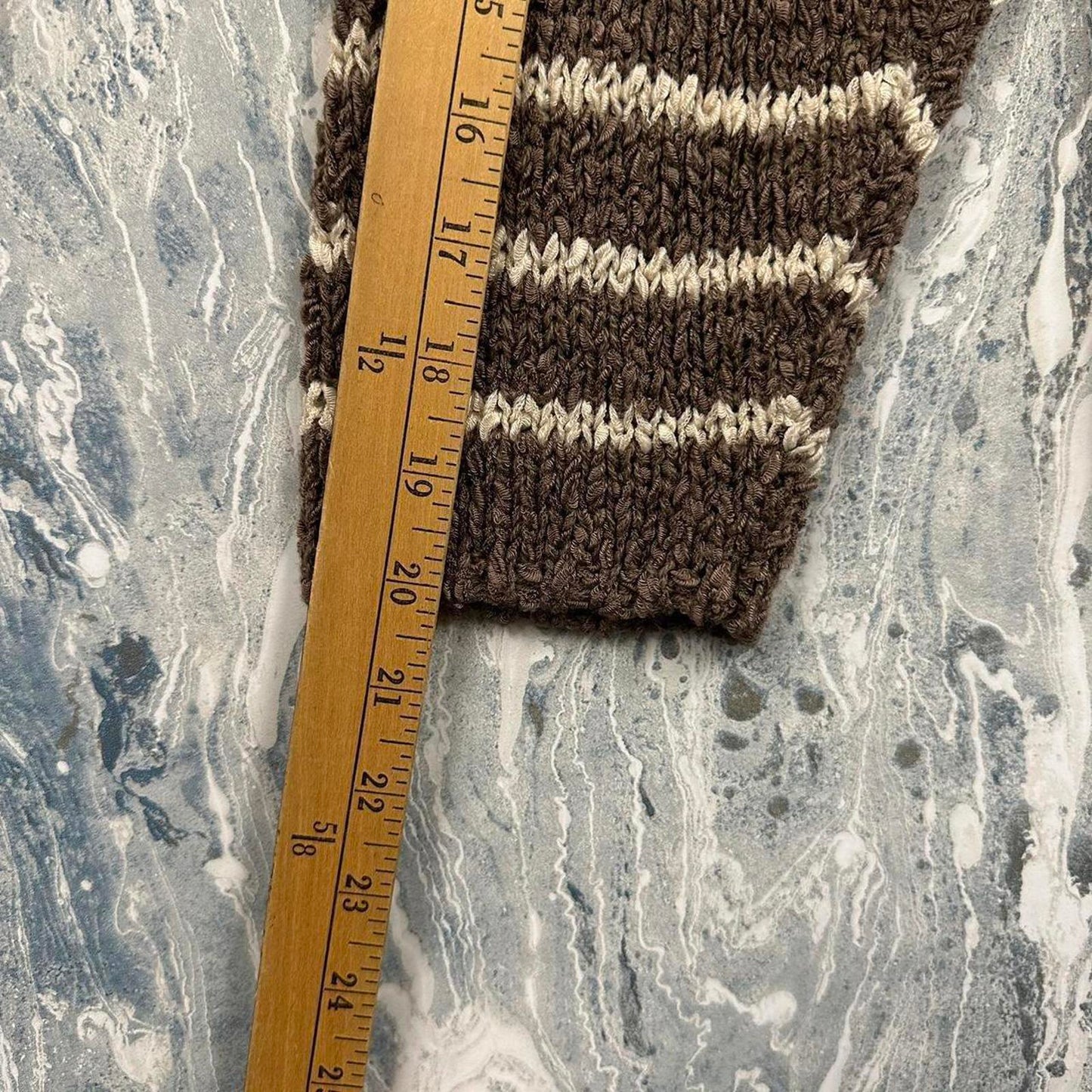 Designer Striped Brown Knit Oversized Sweater (L)