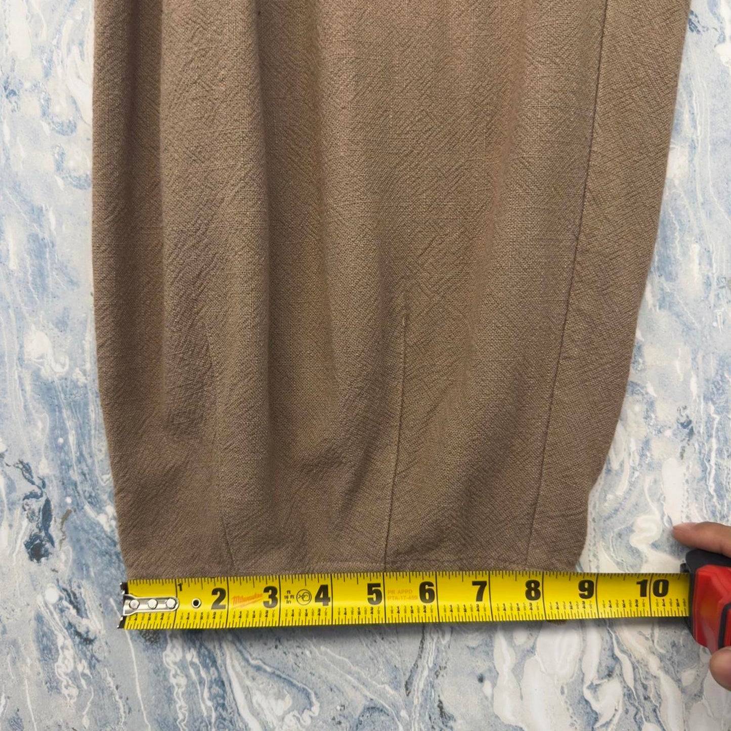 Designer Boho Wide-Leg Taupe Trousers (L)