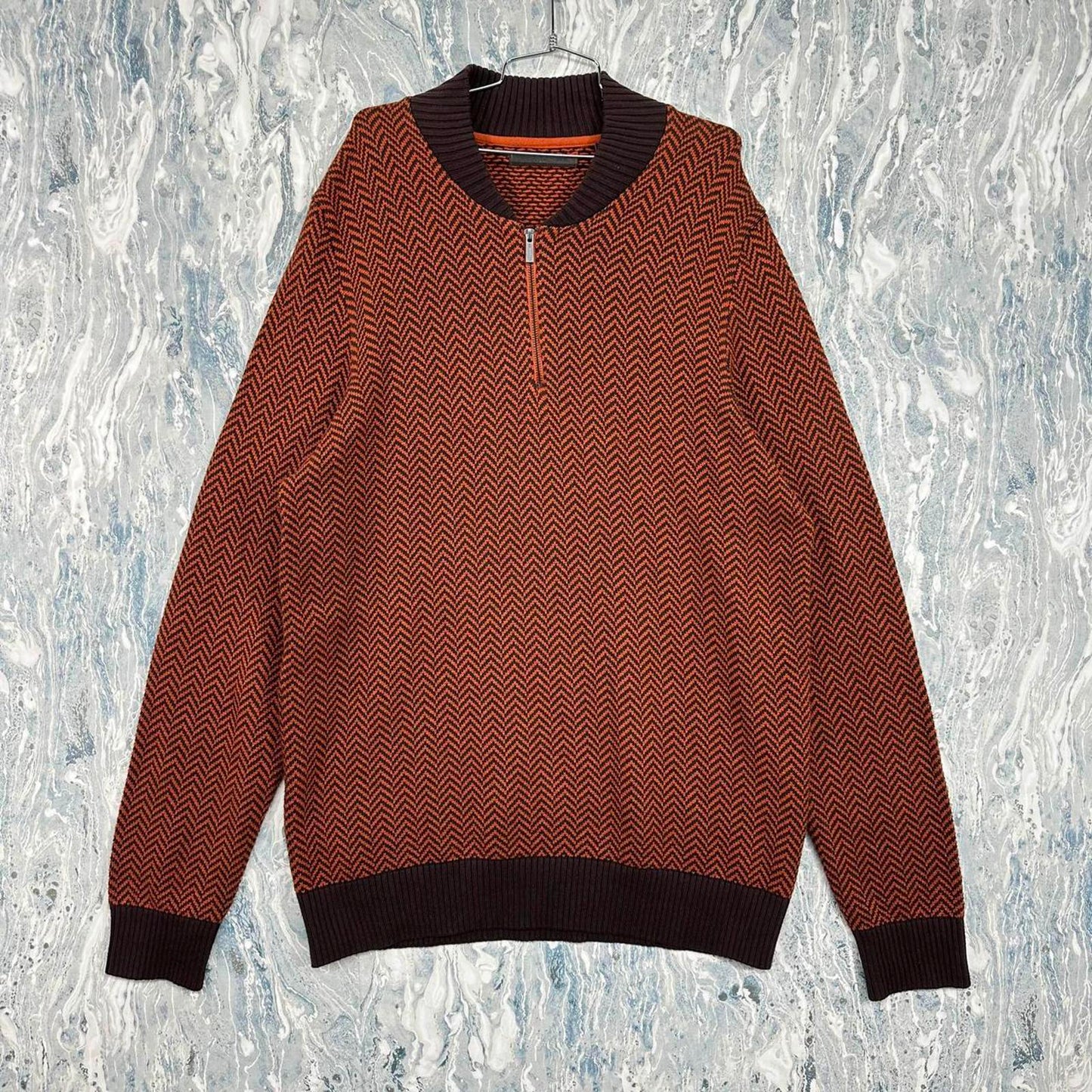 Vintage Orange Chevron Pattern Men's Sweater (3XL)