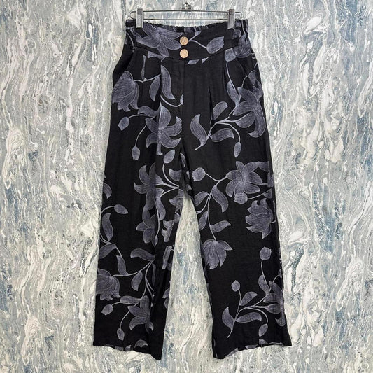 Indie black floral printed pants (S/M)