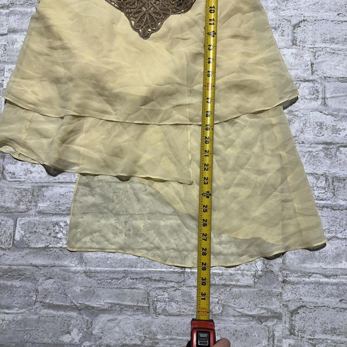 Boho Vintage Styled Silk Cream Layered Halter Top (S)