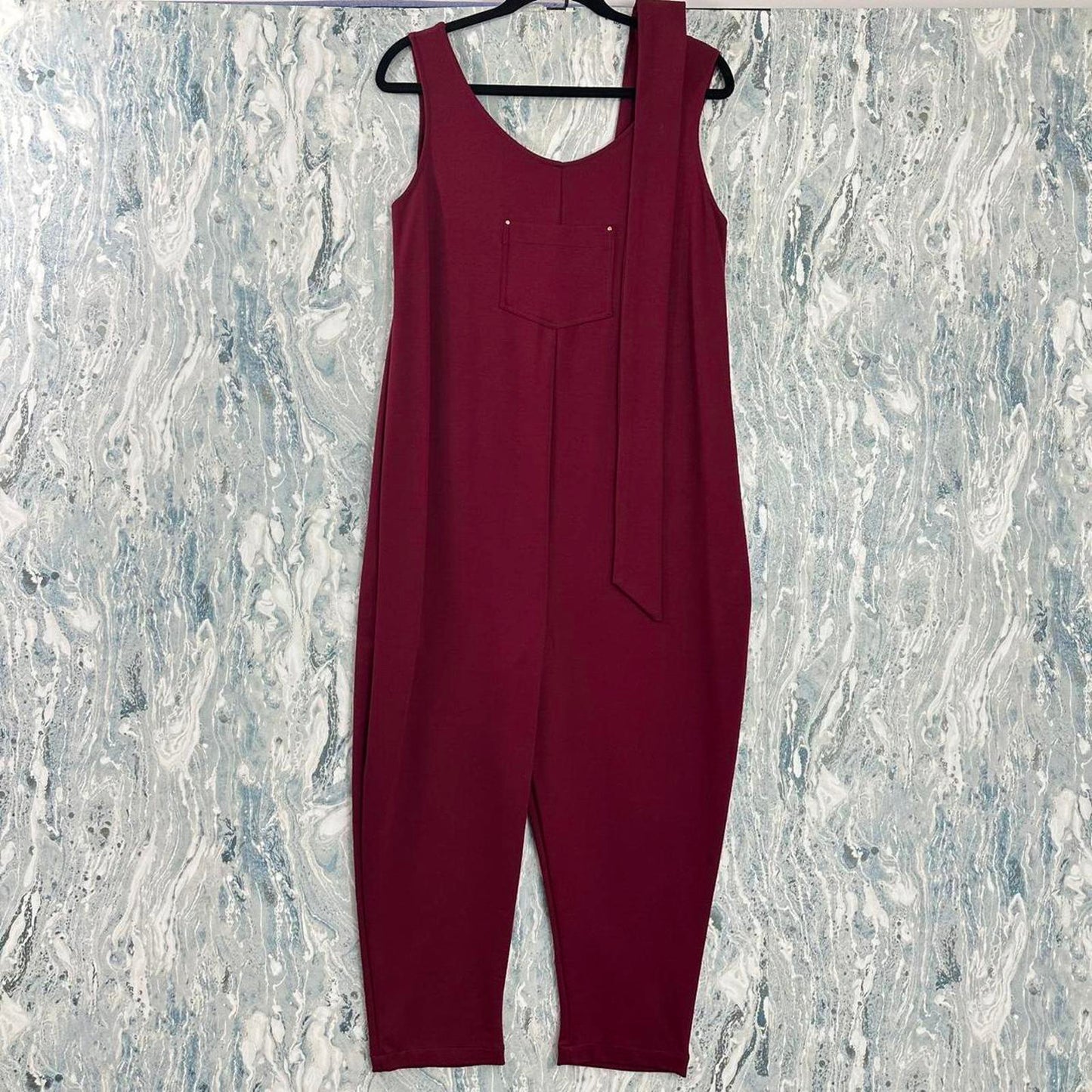 Boho Burgundy Sleeveless Jumpsuit (S/M)