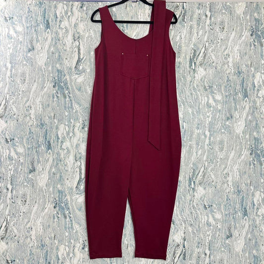Boho Burgundy Sleeveless Jumpsuit (S/M)