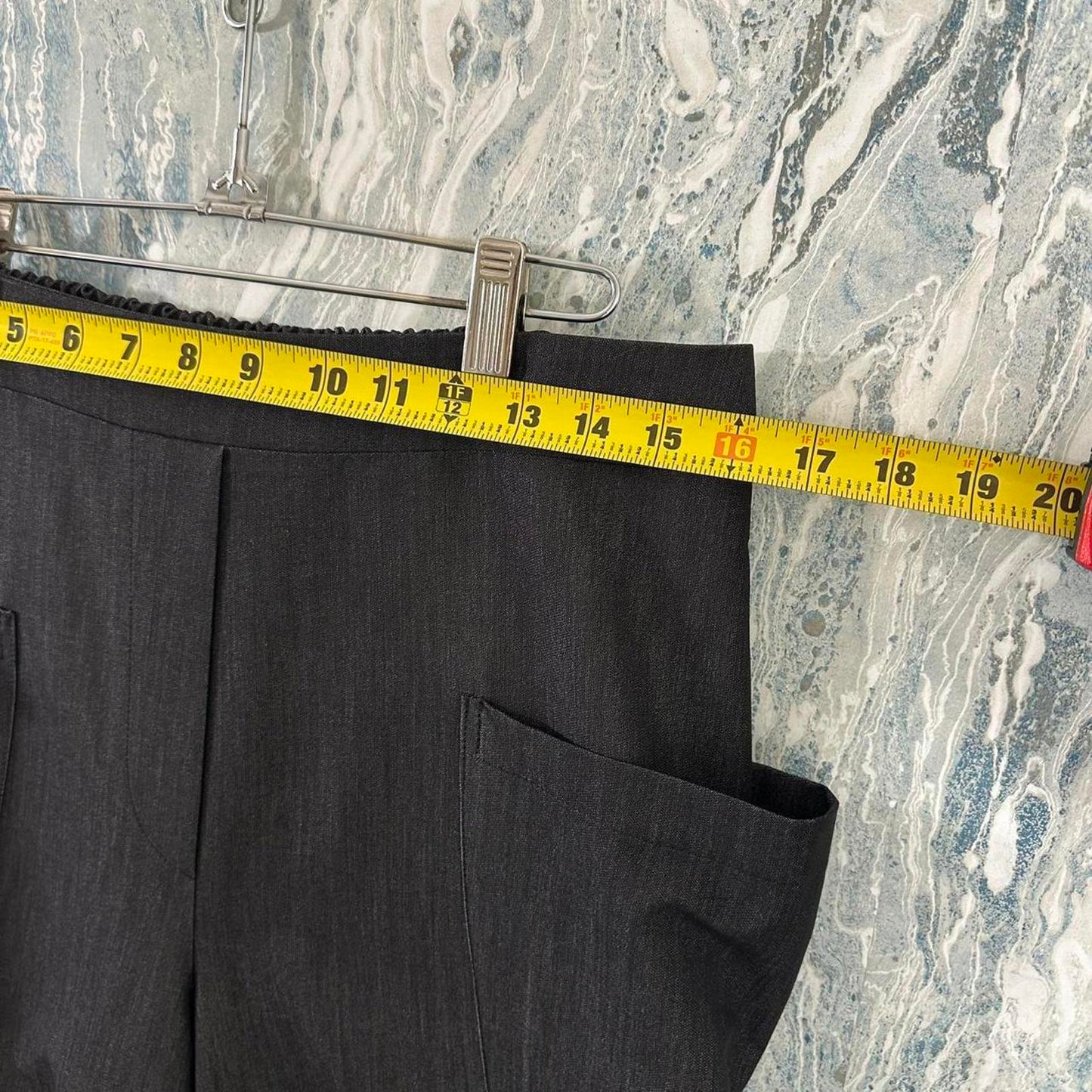 Designer Lux Preppy Dark Grey Pleated Pants (L)