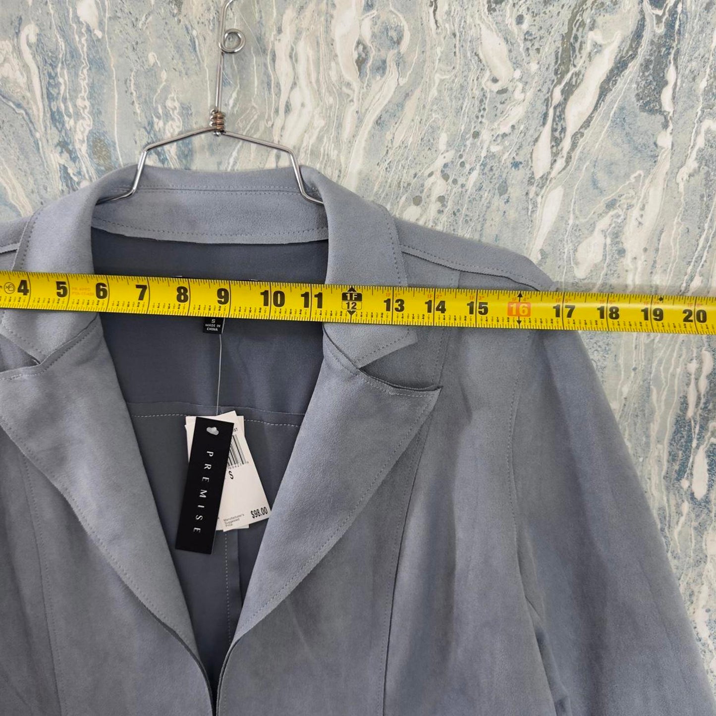 PREMISE Ash Blue Faux Leather Coat (S)