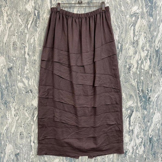 boho minimalist brown tiered maxiskirt (L)