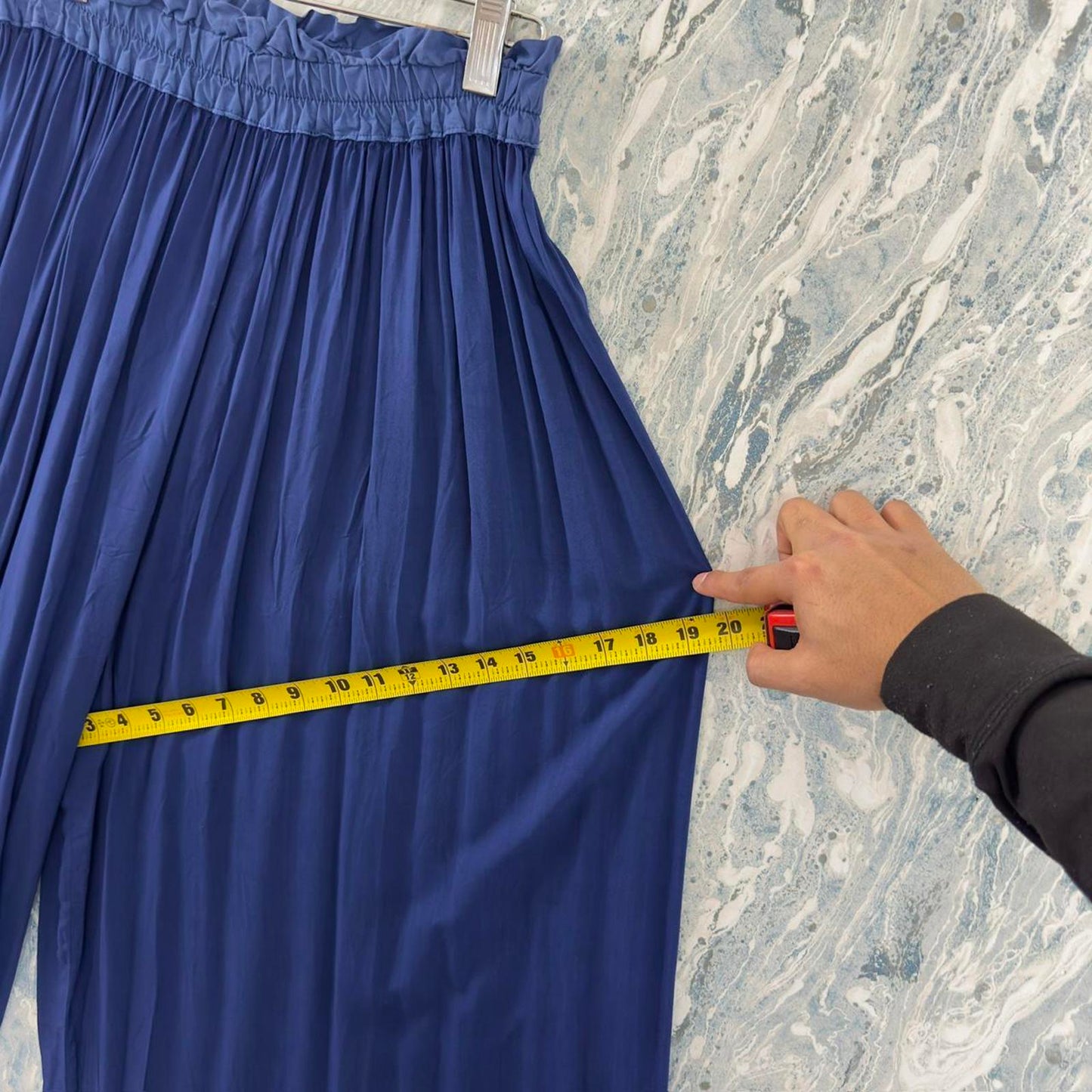 Designer Wide Leg Navy Pleated Pants (1)