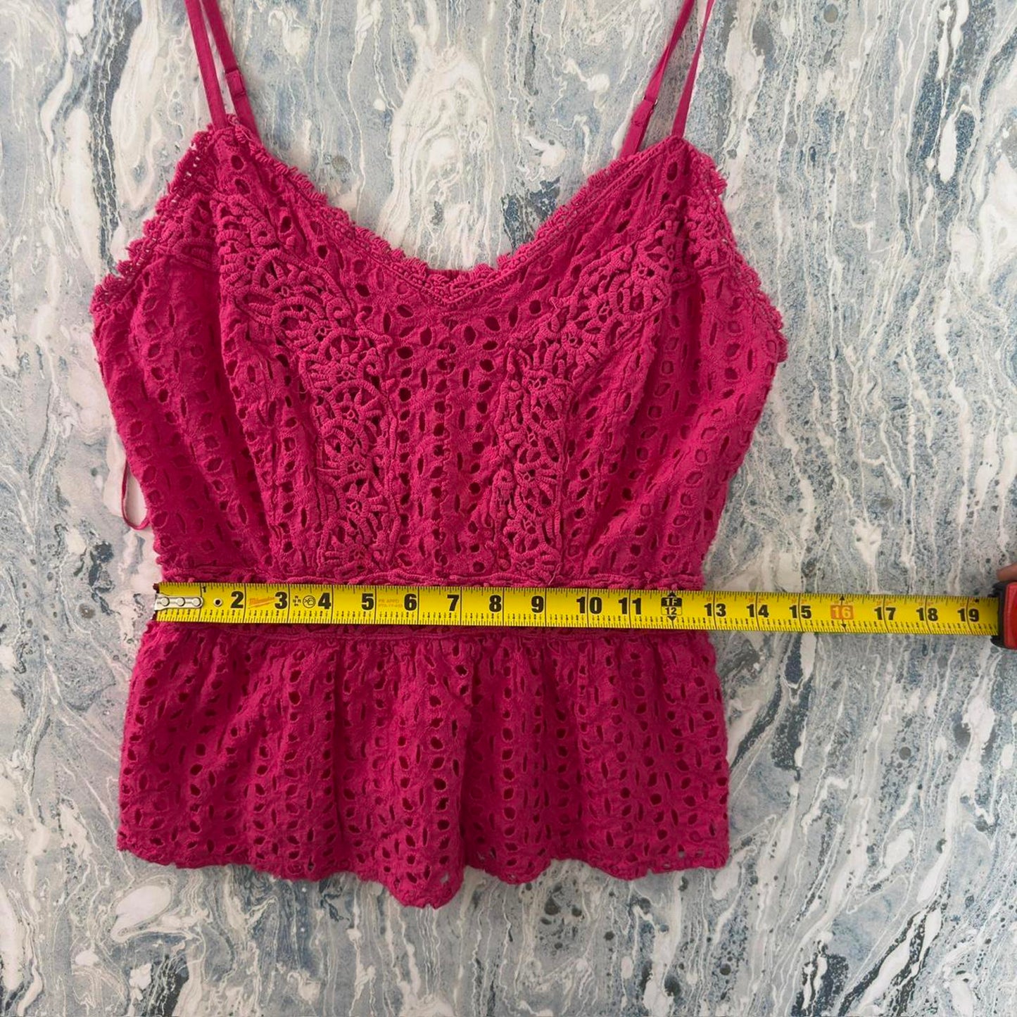 Pink Lace Peplum Camisole Tank Top (S/M)