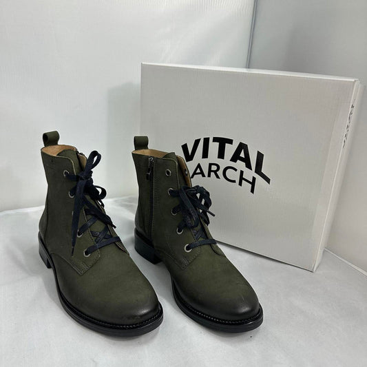 Olive Green Lace-Up Leather Ankle Boots (8.5)