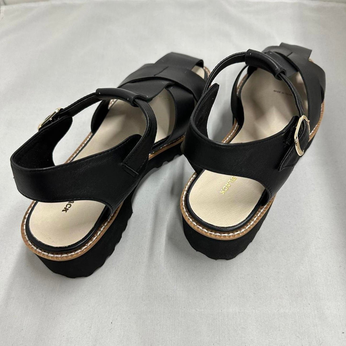 Designer Chic Black Strap Sandals (41)