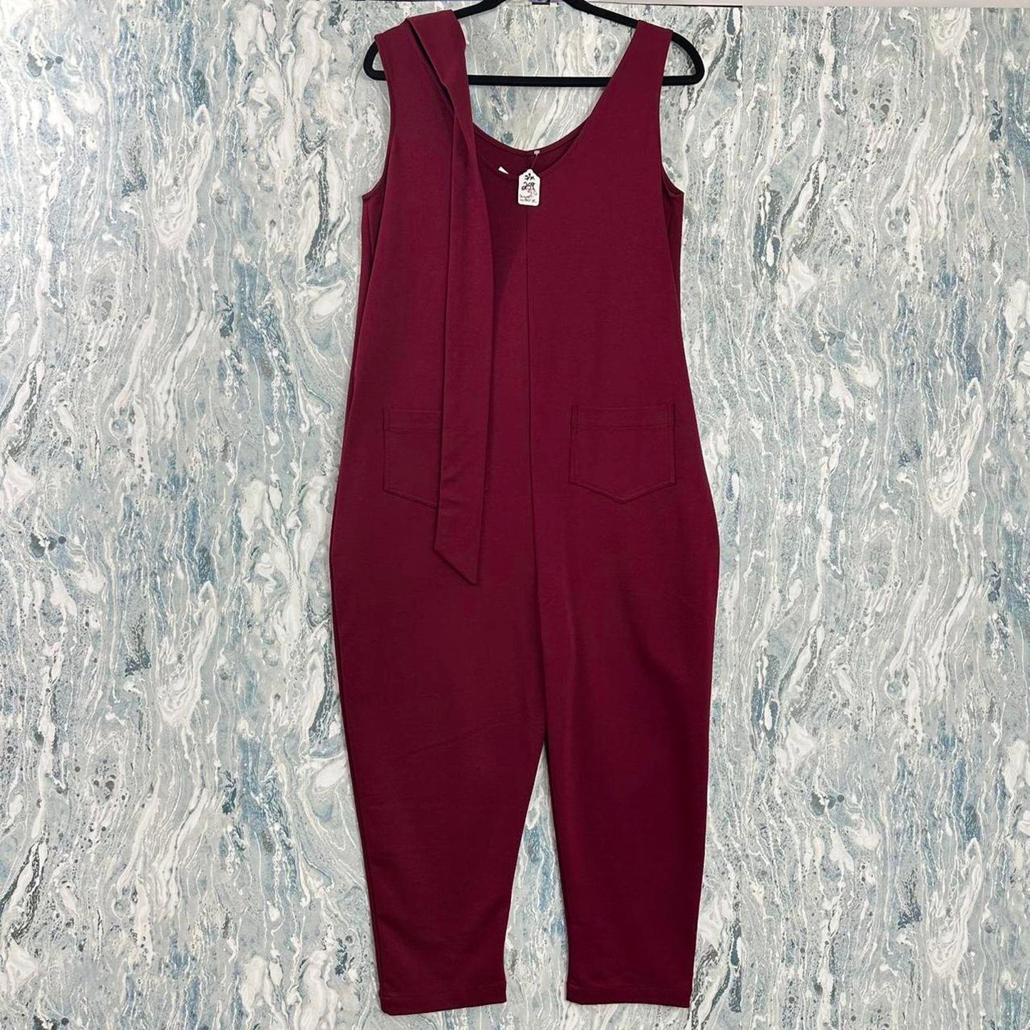 Boho Burgundy Sleeveless Jumpsuit (S/M)
