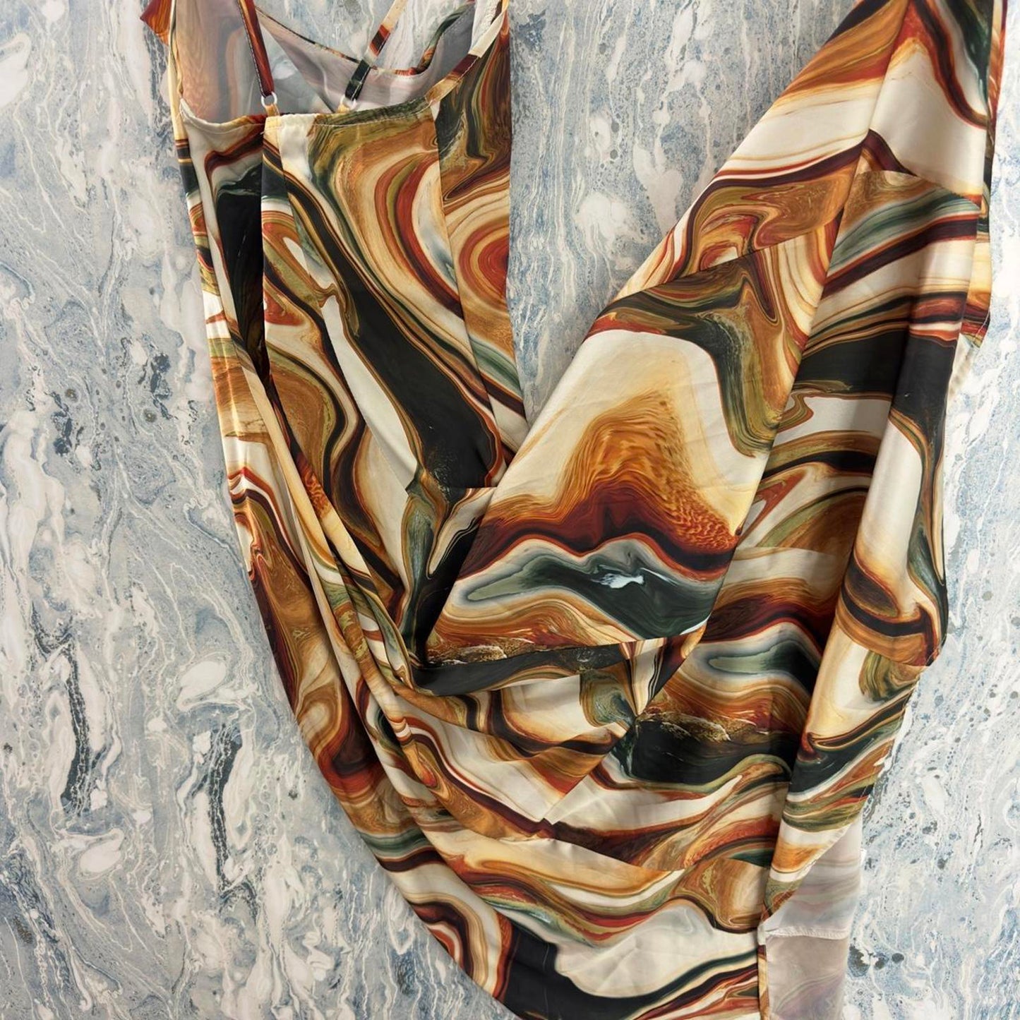 SHEIN Abstract Marble Print Maxi Dress with Spaghetti Straps (XS)