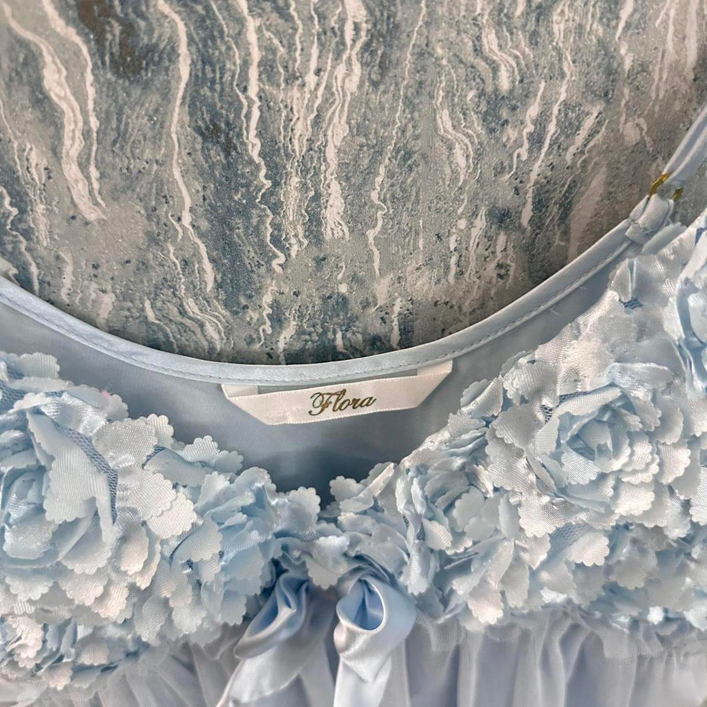 Coquette Y2k Light Blue Floral Fairy Babydoll Slip Dress (OS)