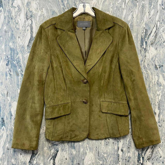 ANN TAYLOR Classic Olive Green Suede Blazer Jacket (10)