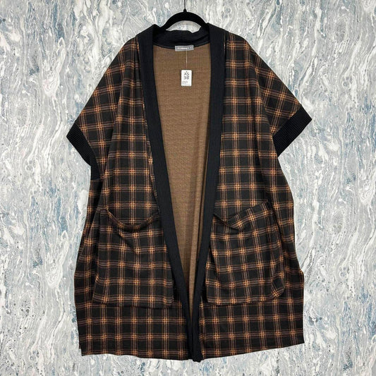 Brown & Black Plaid Indie Cardigan (XS)