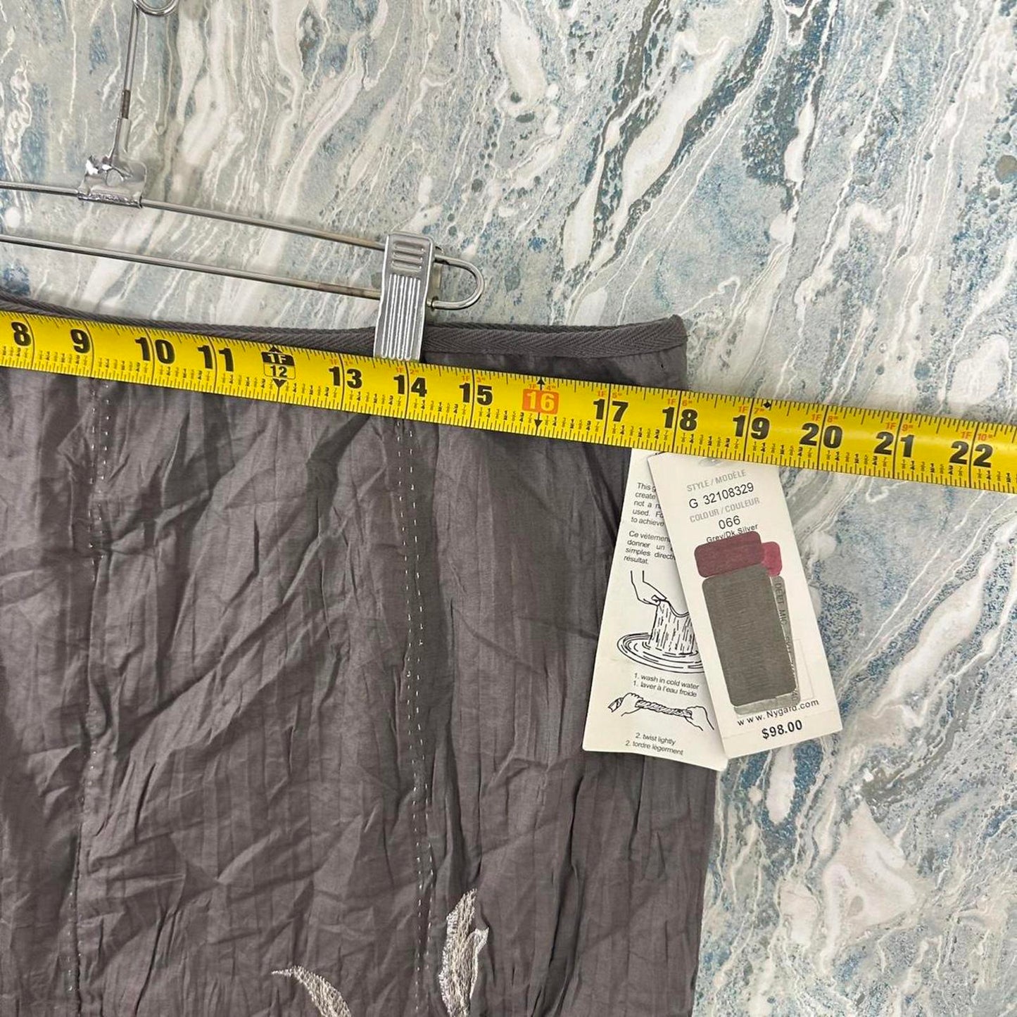 Nycard Collection Gray Embroidered A-Line Cotton Skirt (16)