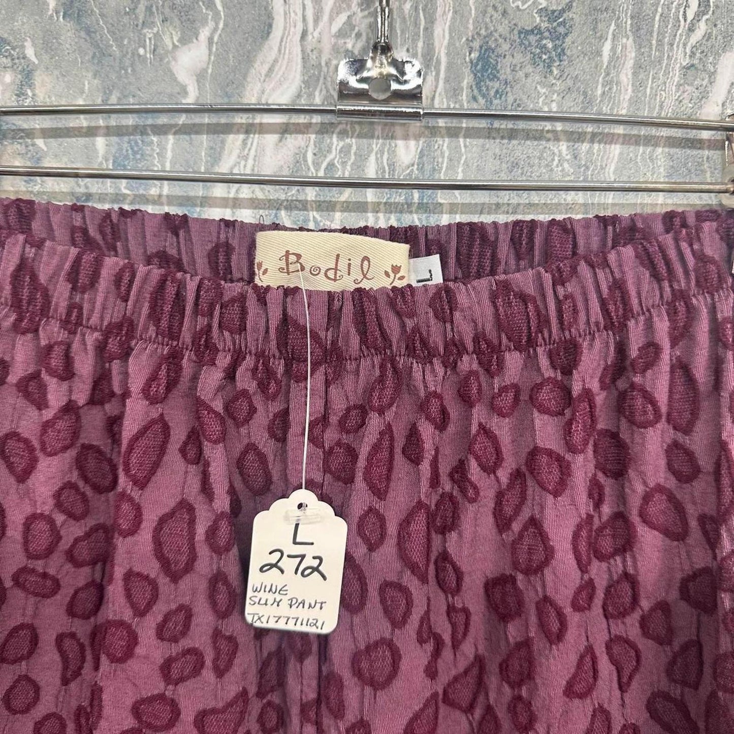 Leopard Print Wine Purple Lounge Pants (L)