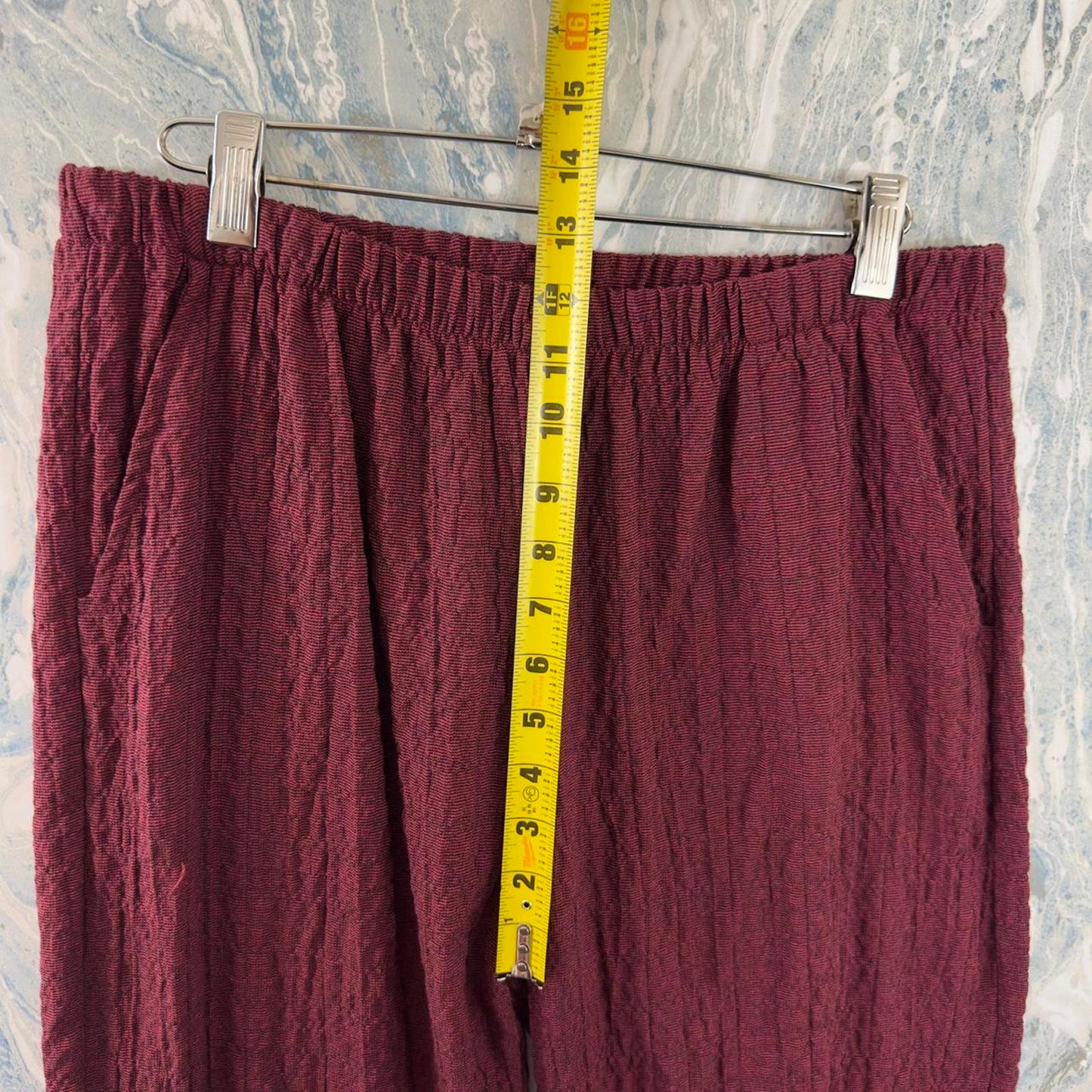 Designer Burgundy Textured Wide Leg Pants (L)