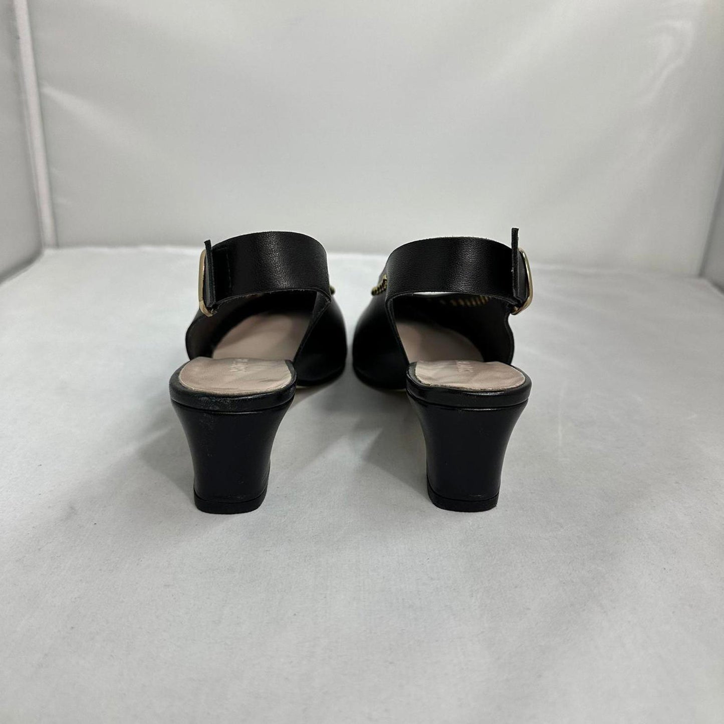 Designer Regency Slingback Studded Black Kitten Heels (5.5)