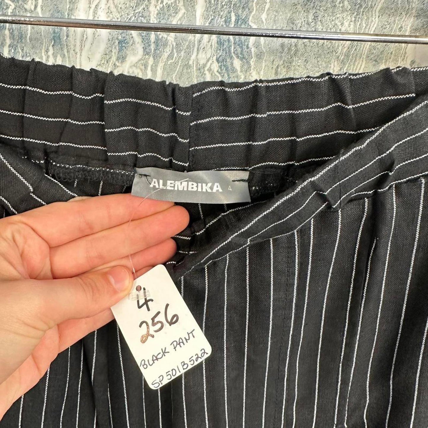 Boho wide leg black pin striped pants (4)