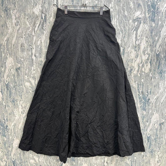 GERSHON BRAM Minimalist Black A-Line Designer Maxiskirt (S)