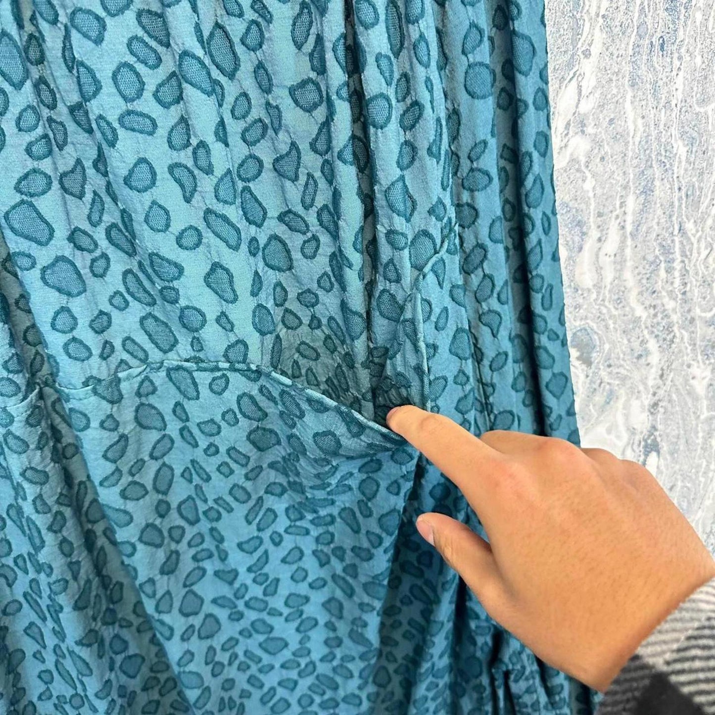 Blue Leopard Print Maxi Skirt (S)