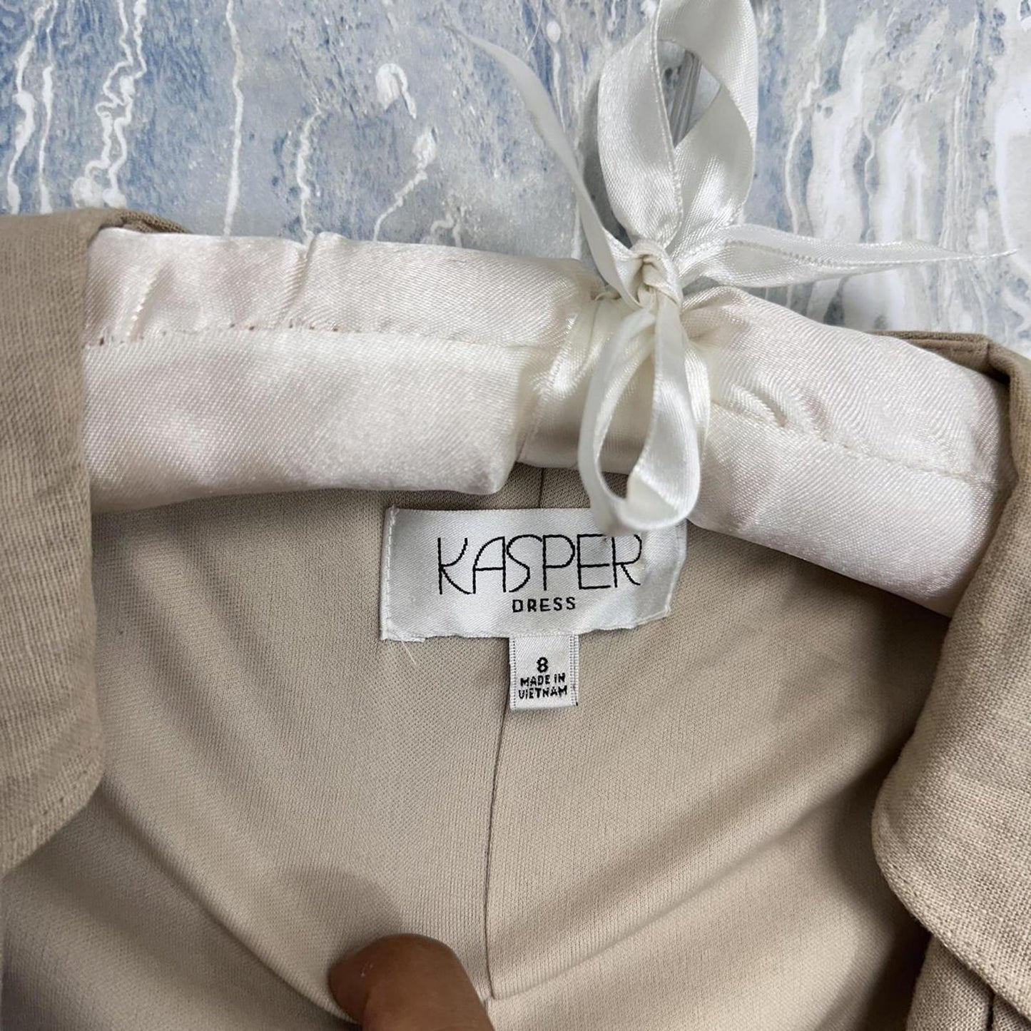 Kasper Preppy Tan Ruffled Sleeveless Dress (8)