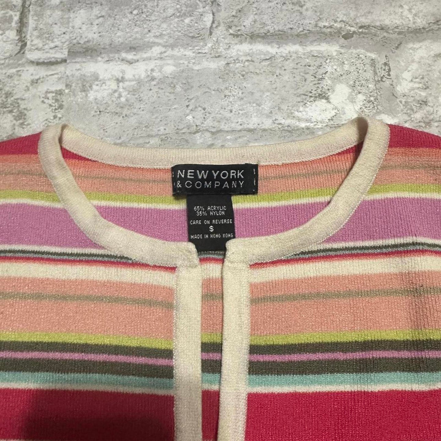 NEW YORK & COMPANY Striped Multicolor Sleeveless Knit Tank Top (S)